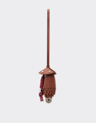 Ferrari Nappa leather charm with scooby and fringes Tobacco 50019f