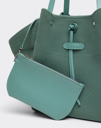 Ferrari Knitted and leather tote bag Verde Granito 50170f