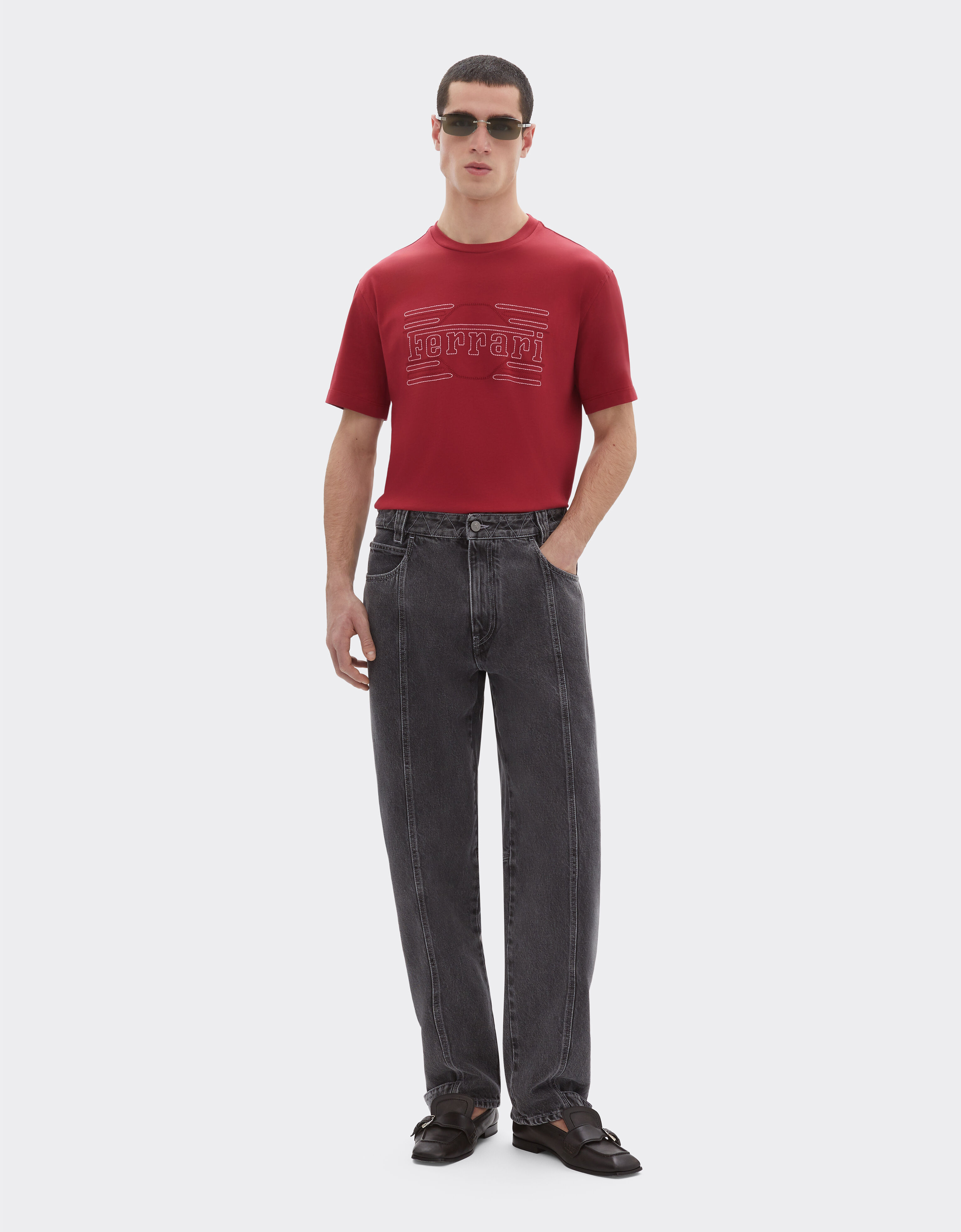 Ferrari 刺绣棉质 T 恤 Maison Red 50836f