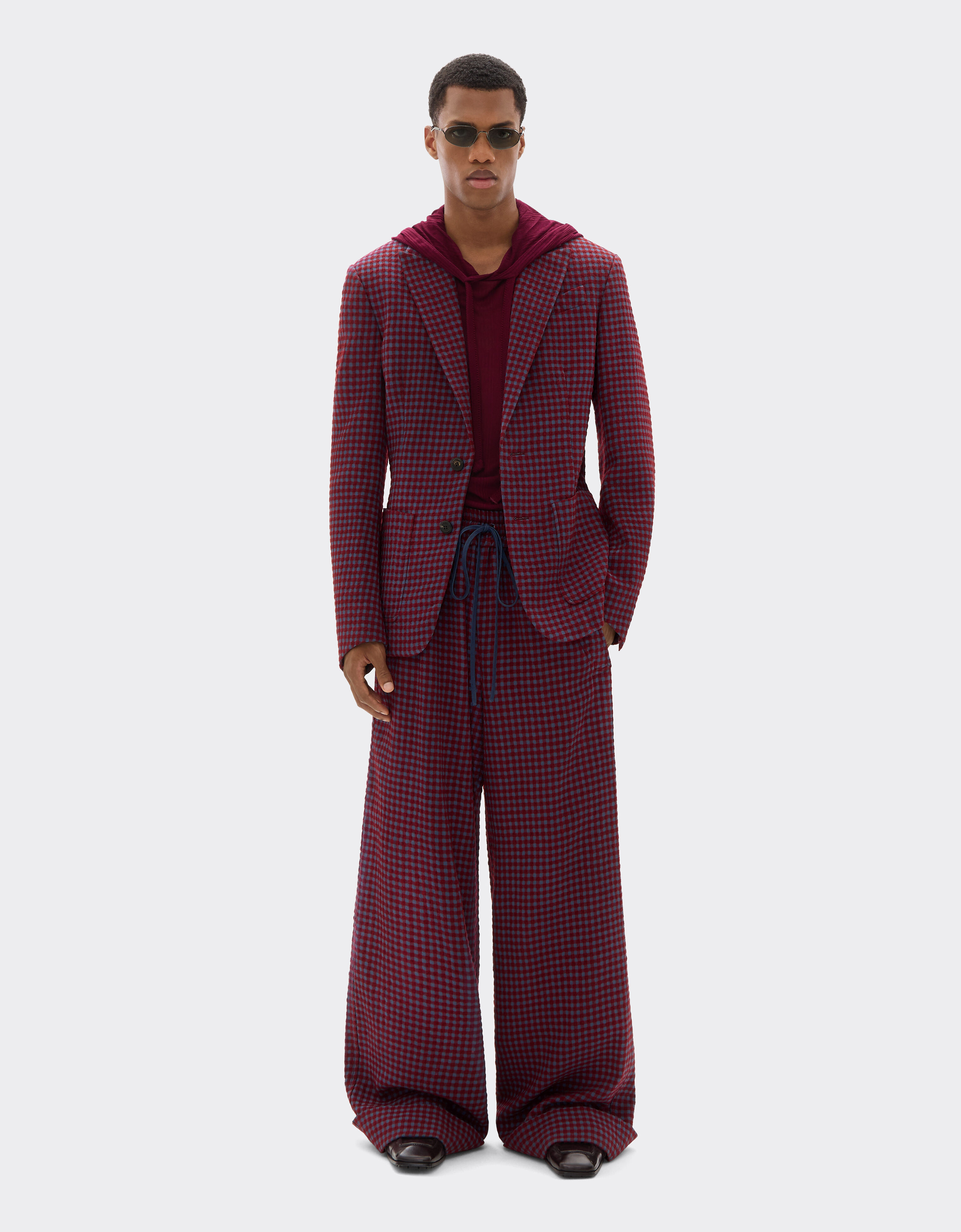 Ferrari Wool and viscose blazer with Vichy pattern Cherry 22597f