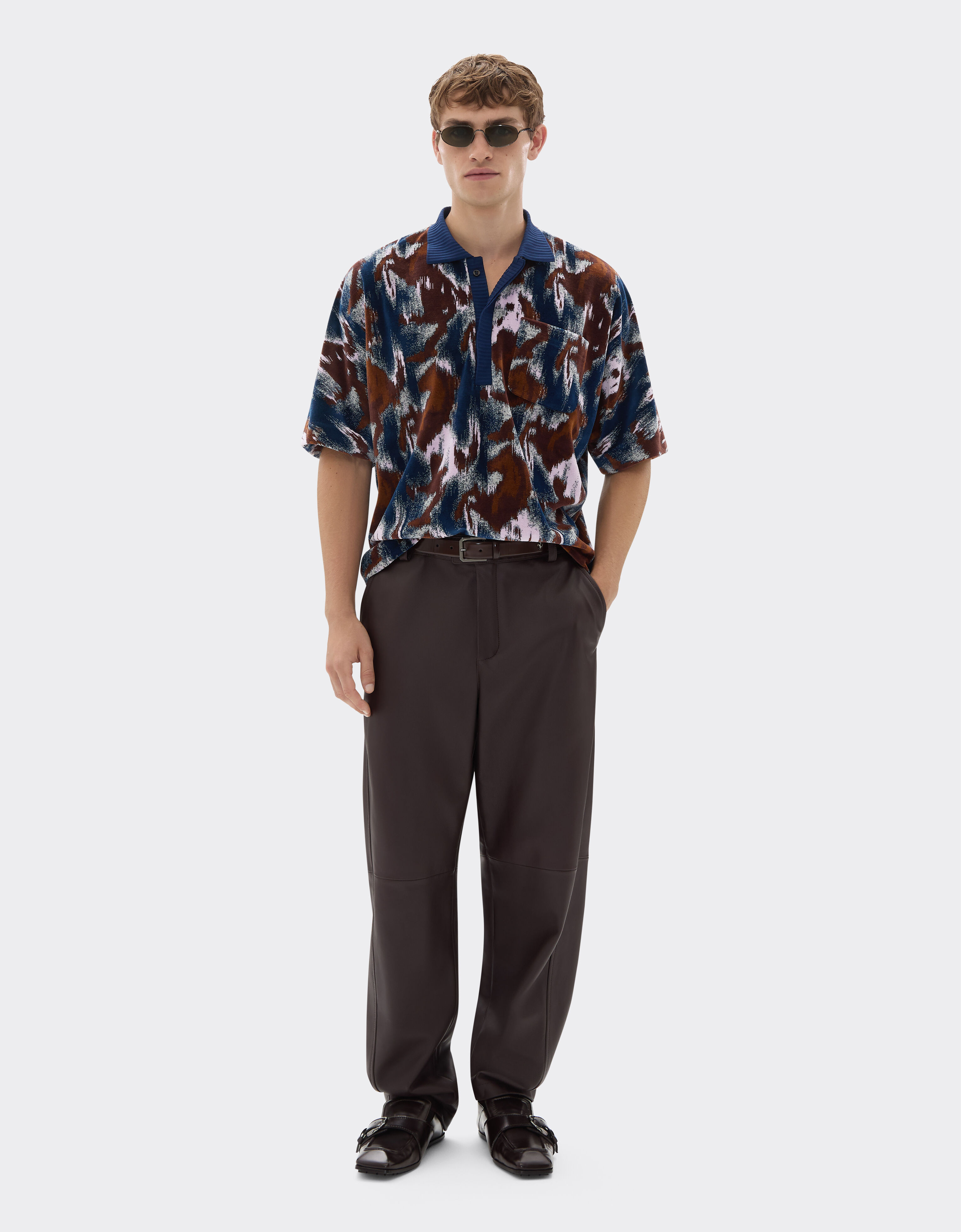 Ferrari Cavallino Ikat 图案雪尼尔 Polo 衫 孔雀蓝 49272f