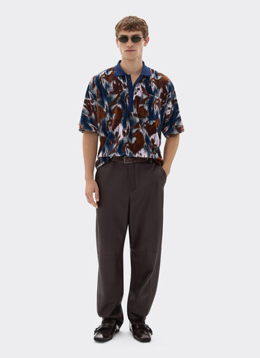 Cavallino Ikat 图案雪尼尔 Polo 衫 Ferrari Cavallino Ikat 图案雪尼尔 Polo 衫 孔雀蓝 49272f