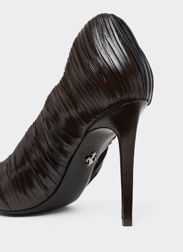 Ferrari 湿润光泽皮革乐福鞋 Marrone Scuro 51308f