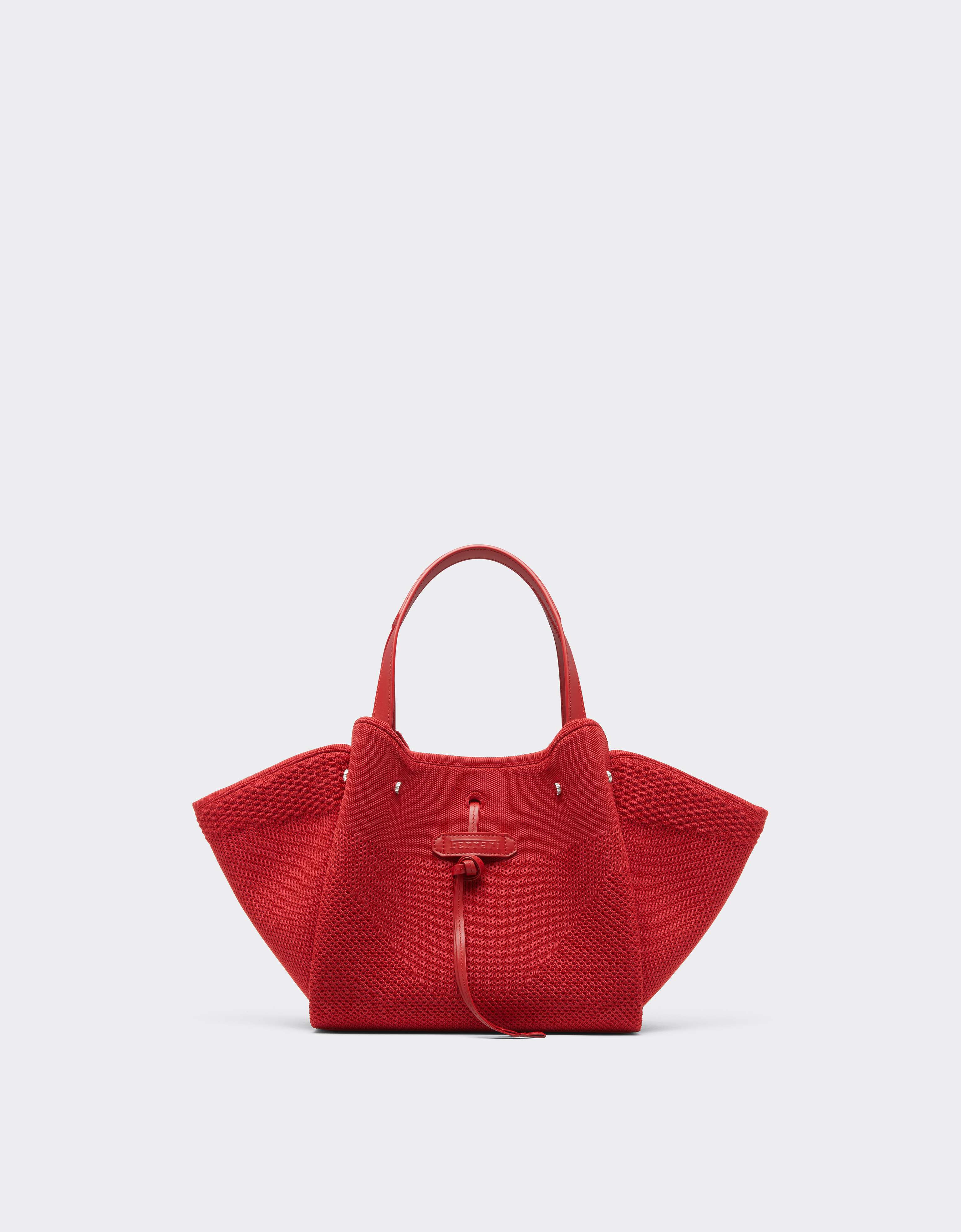Ferrari 针织与皮革托特包 Rosso Magma CBWTO0002YA00006f