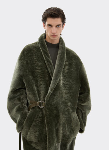 羔羊皮效果美利奴羊毛大衣 Ferrari 羔羊皮效果美利奴羊毛大衣 洛登绿 49245f