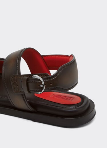 Ferrari Flat Sandal in Leather Dark brown 49989f