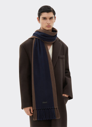 Ferrari Wool and cotton scarf with livery motif Navy 21336f