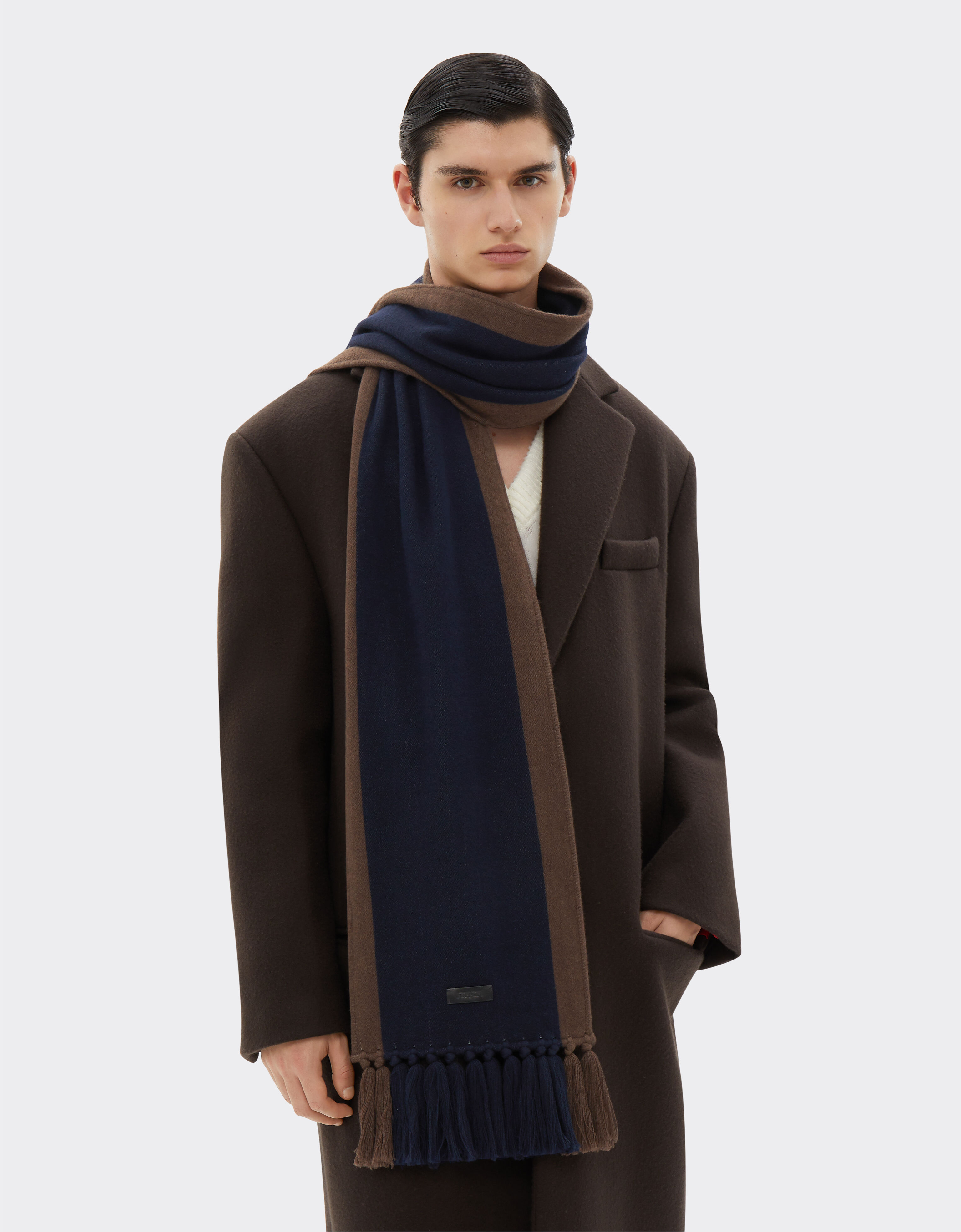 Ferrari Wool and cotton scarf with livery motif Navy 21336f