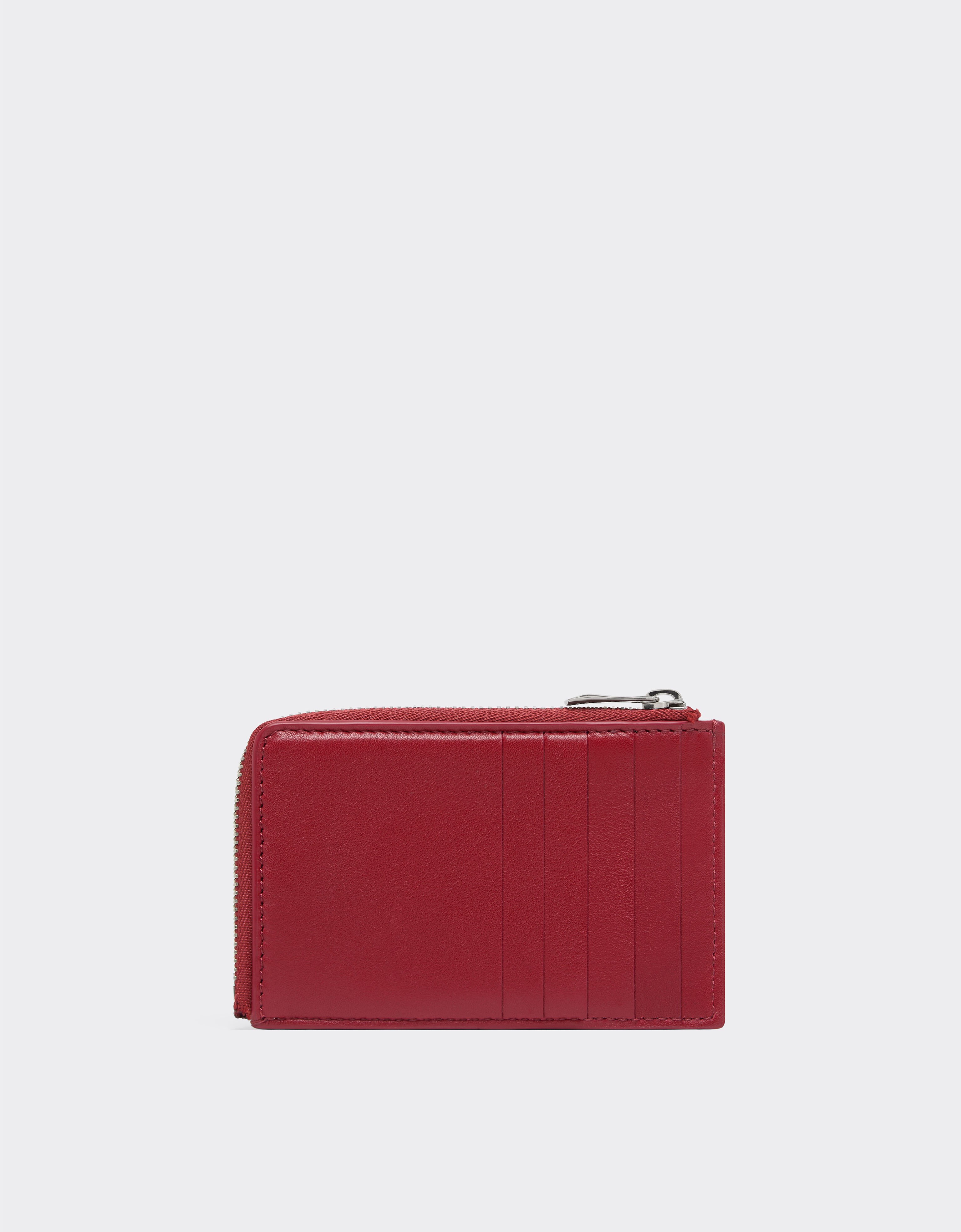 Ferrari 皮革拉链卡夹 Maison Red 50622f