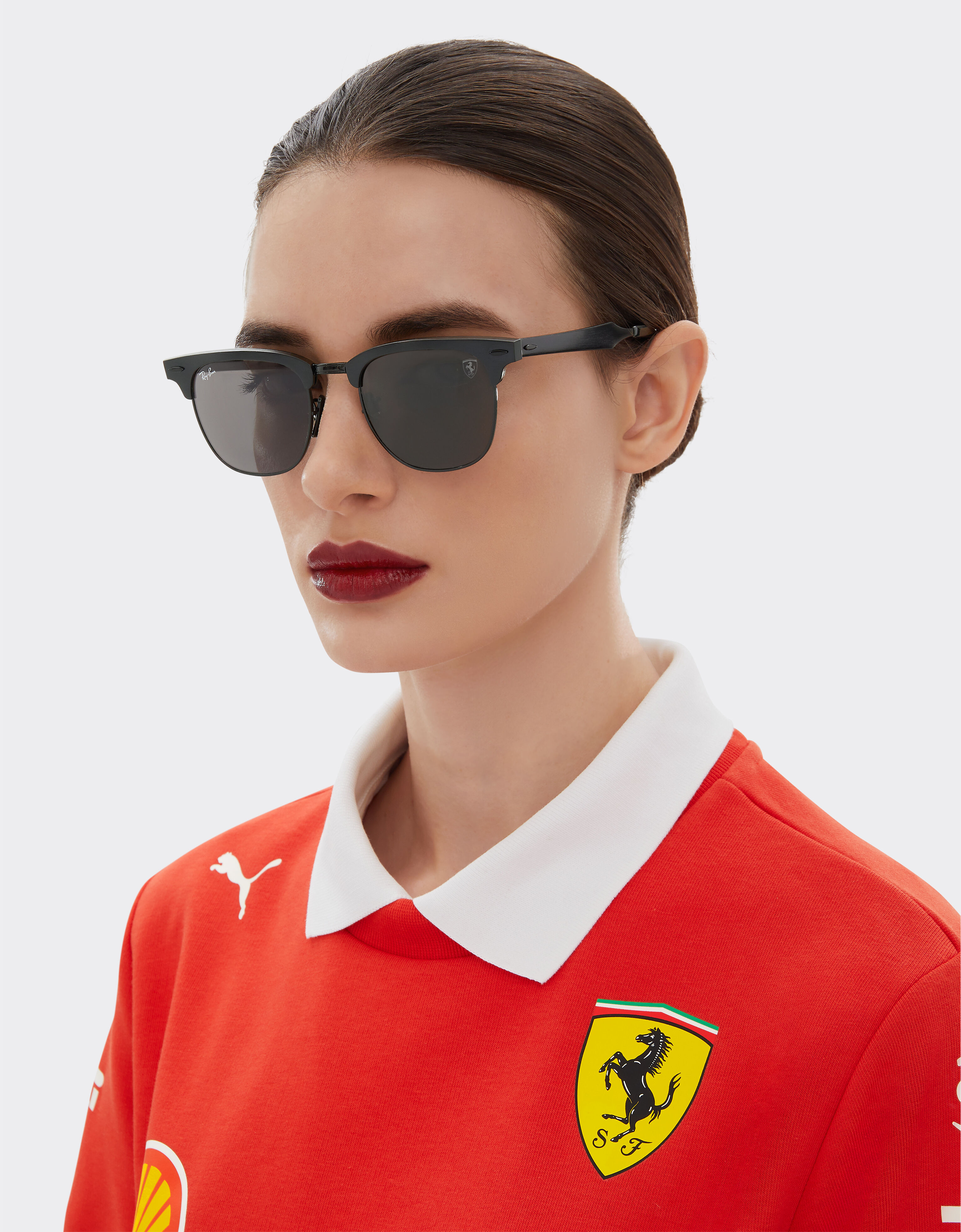 Ferrari 雷朋与法拉利车队合作款 RB3807M 深灰色镜片黑色金属太阳镜 黑色 F1512f