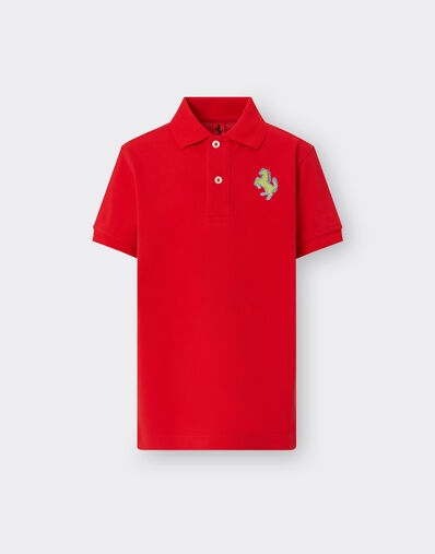 Ferrari 跃马拼饰棉质珠地 Polo 衫 Rosso Corsa 红色 48528fK