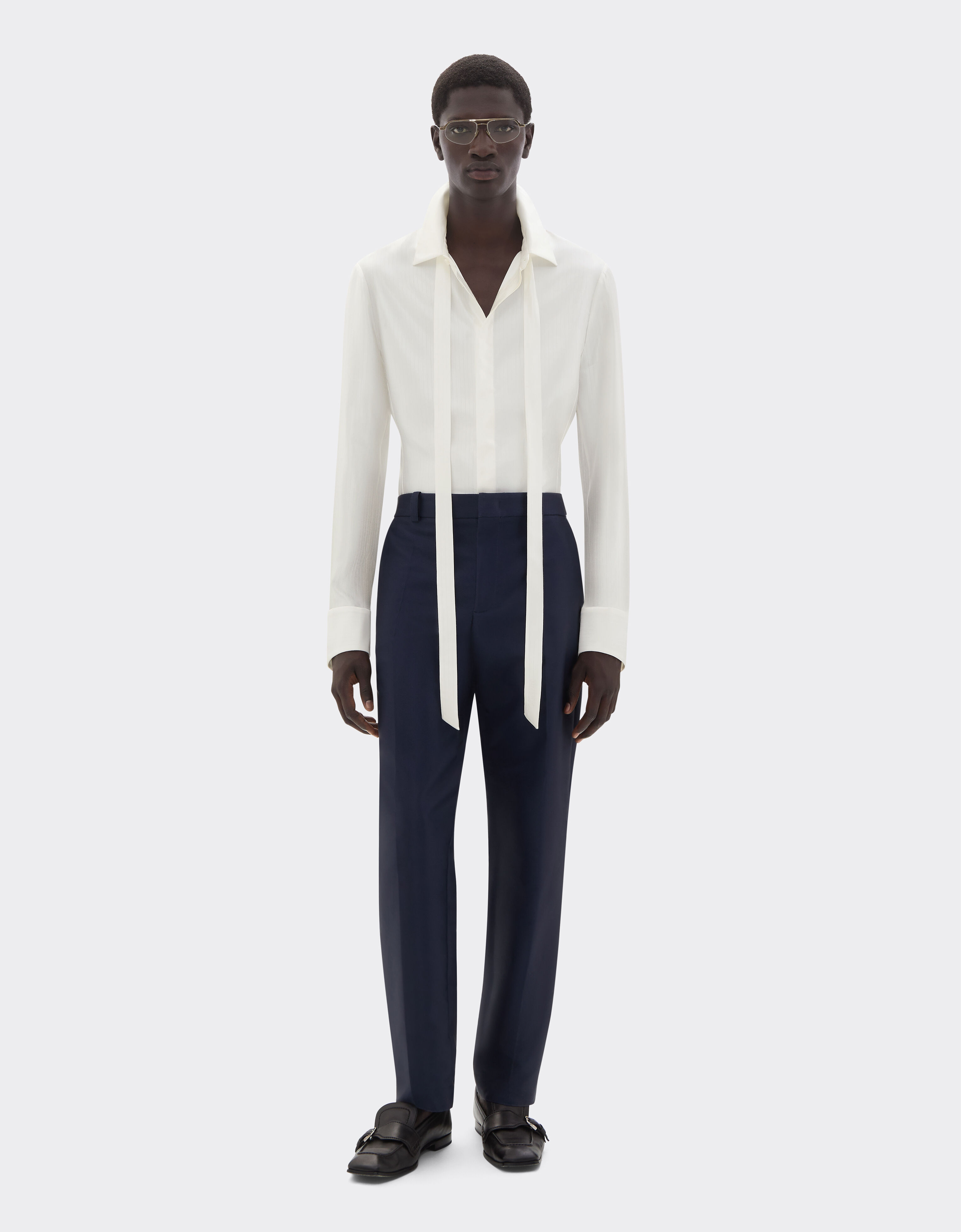 Satin shirt with micro-stripe pattern Ferrari Satin shirt with micro-stripe pattern Ivory 49929f