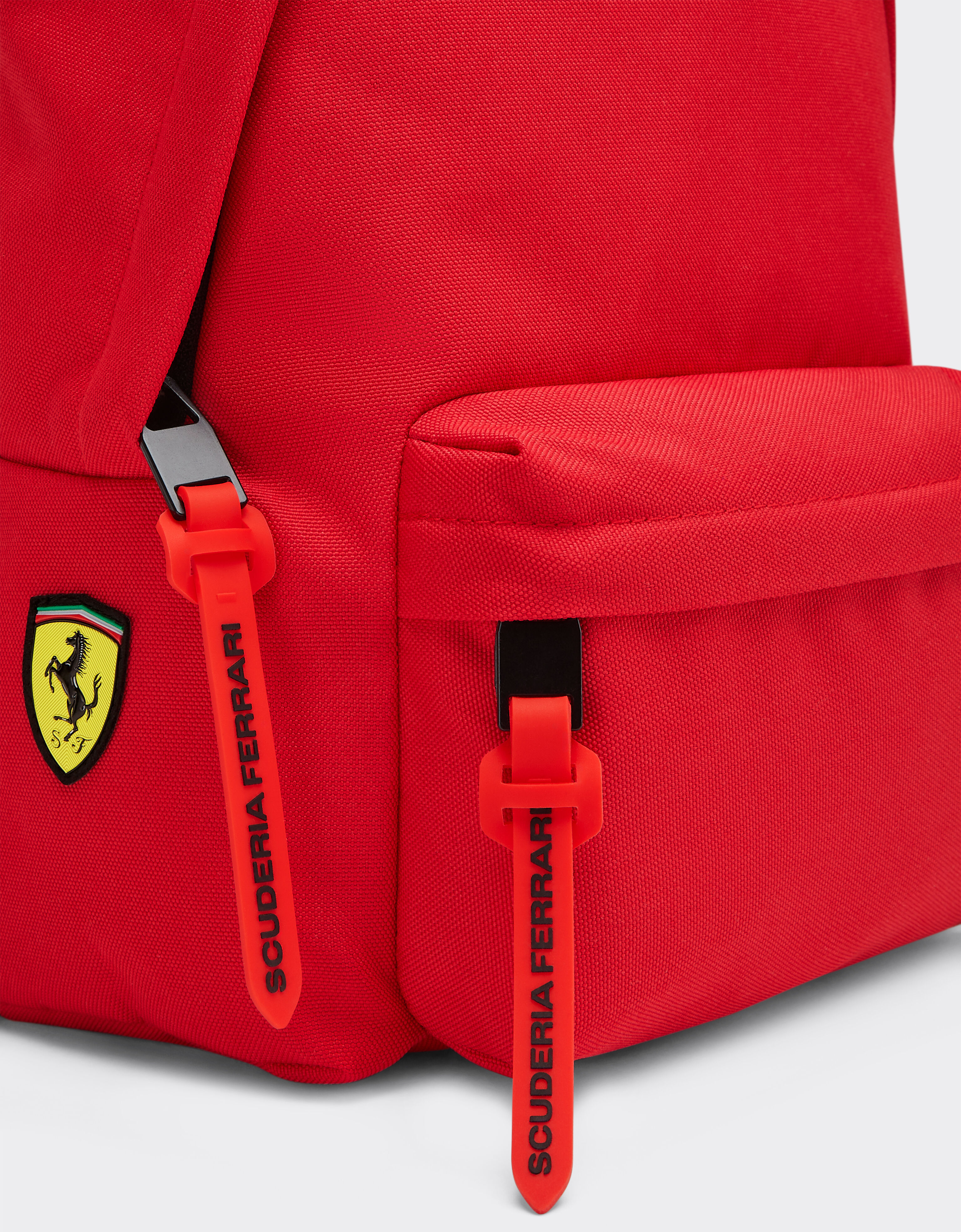 Ferrari Mini technical fabric backpack with Ferrari Scudetto Rosso SBNBP0003HMM0017f