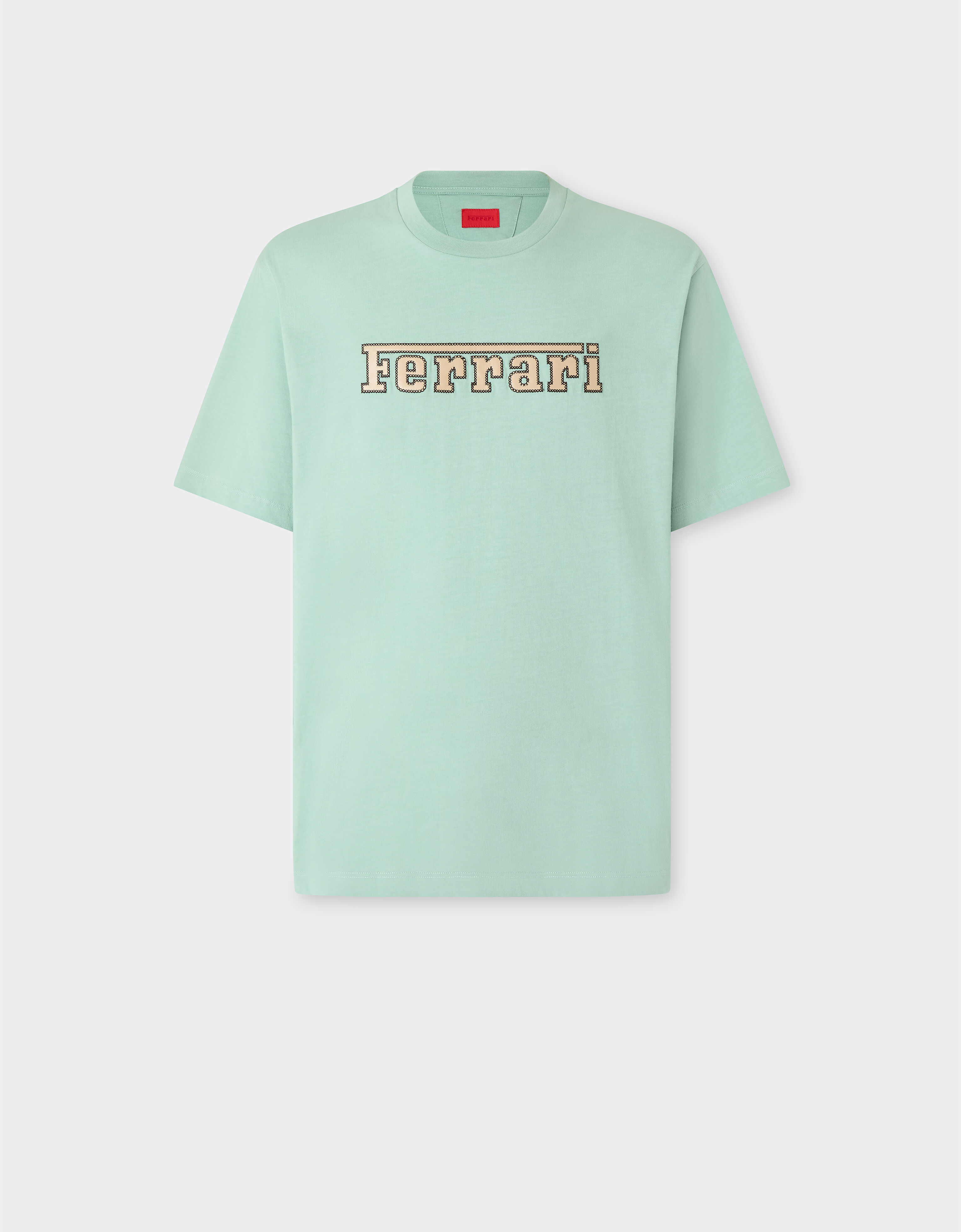 法拉利徽标刺绣棉质 T 恤 Ferrari 法拉利徽标刺绣棉质 T 恤 Granite Green 50837f