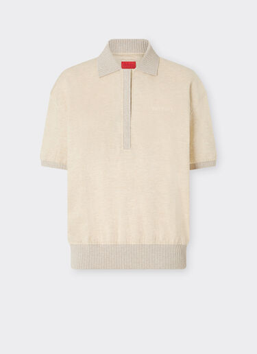 Ferrari Cotton and cashmere pique polo shirt with logo Beige 22522f