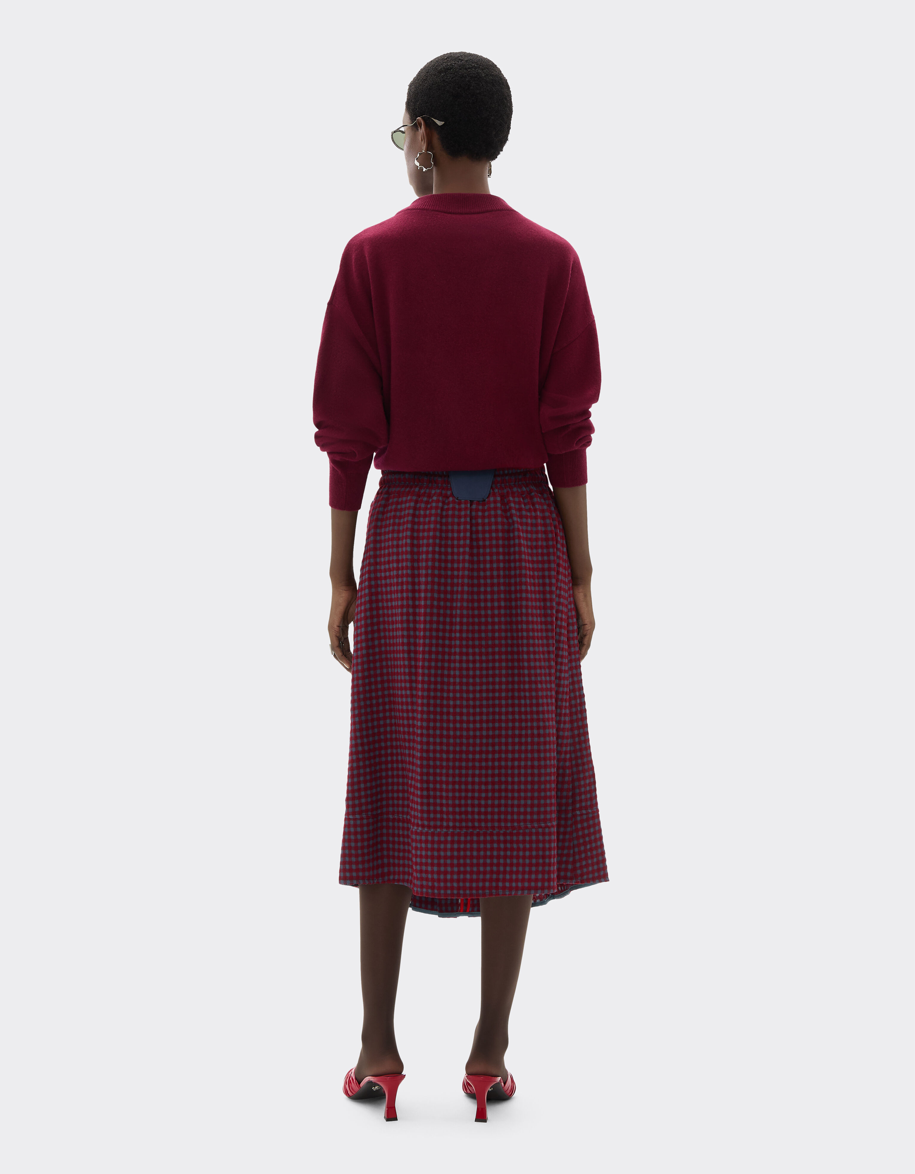 Ferrari Wool and viscose skirt with Vichy pattern Cherry 22649f