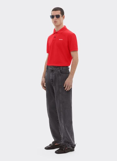 Ferrari Cotton polo shirt with Ferrari logo Rosso Dino 51058f