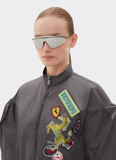 Ferrari 法拉利银色镜面镜片灰色金属护目太阳镜 Ingrid F1530f