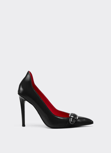 湿水效果亮泽皮革浅口鞋 Ferrari 湿水效果亮泽皮革浅口鞋 黑色 49387f