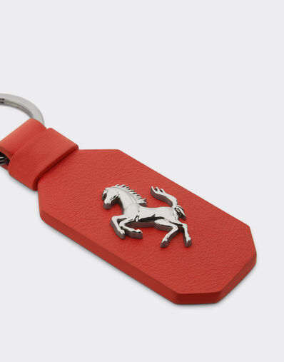 Ferrari 跃马装饰皮革钥匙扣 Rosso Dino 红色 22049f