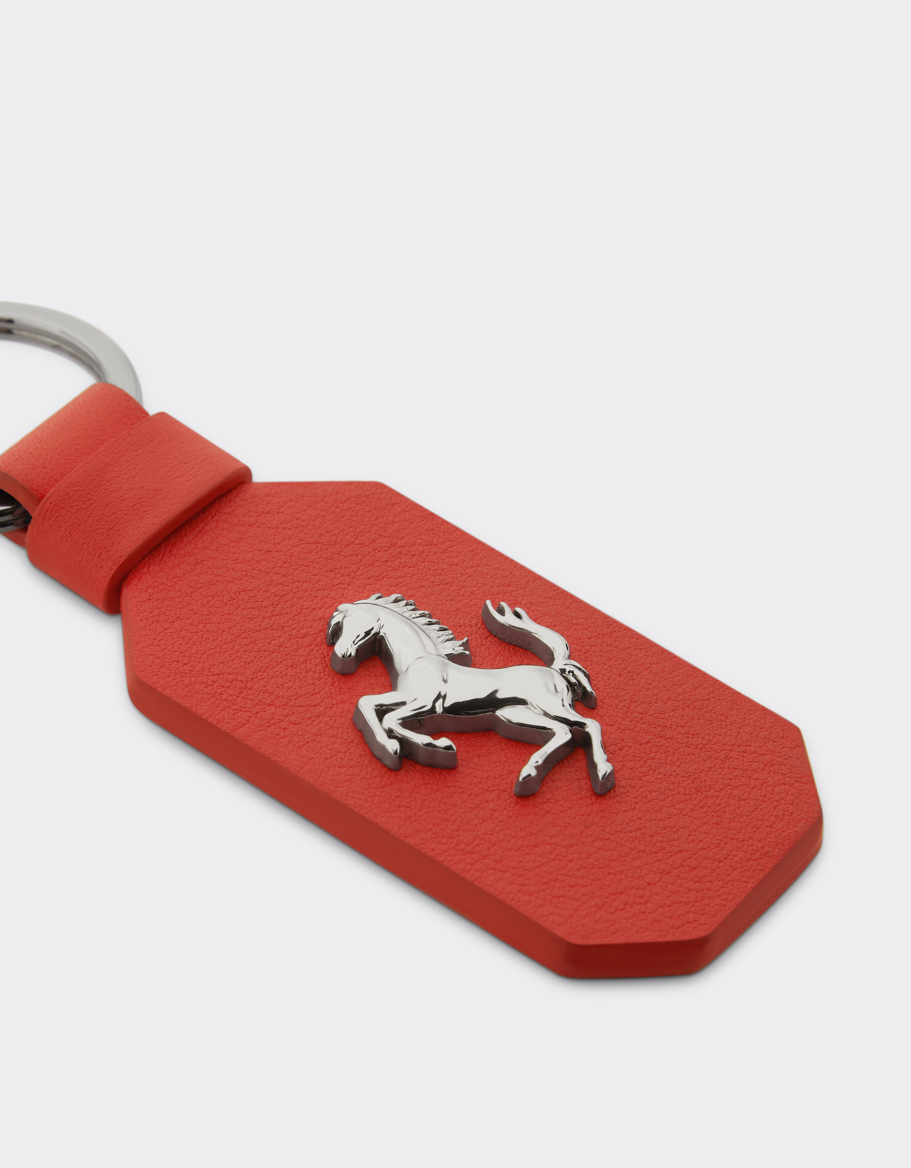 Ferrari 跃马装饰皮革钥匙扣 Rosso Dino 红色 22049f