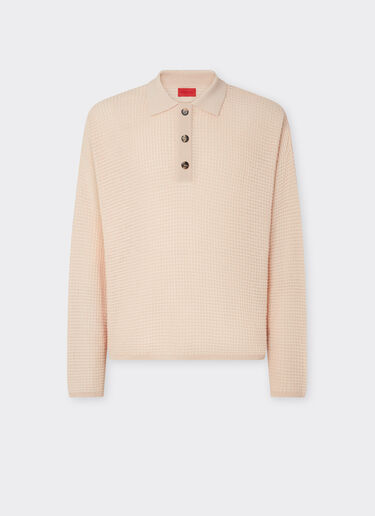 链饰图案棉麻混纺长袖 Polo 衫 Ferrari 链饰图案棉麻混纺长袖 Polo 衫 裸色 22667f