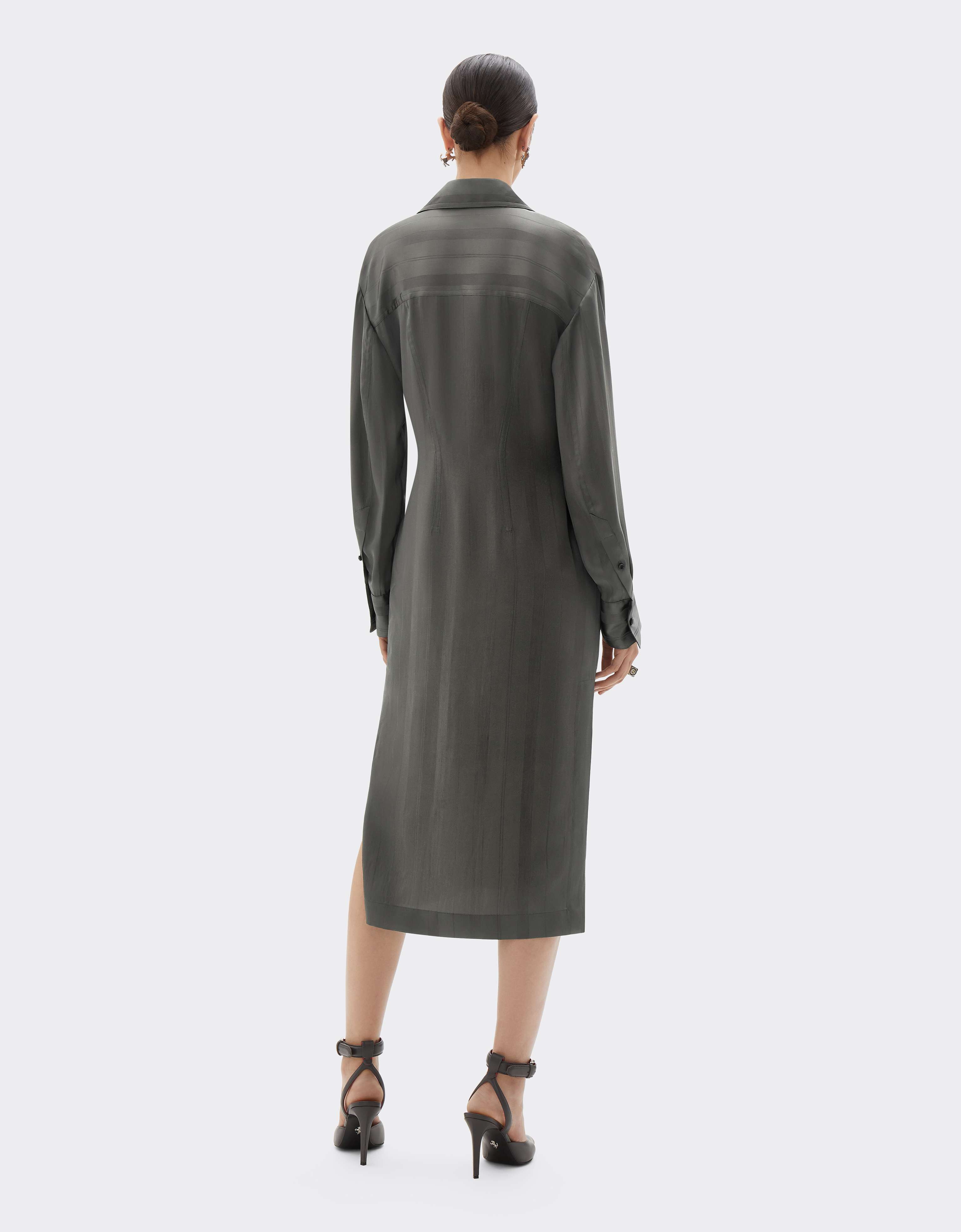 Midi dress in jacquard silk blend with Pekin stripes Ferrari Midi dress in jacquard silk blend with Pekin stripes Verde piombo CWWDR0033WAC0001f