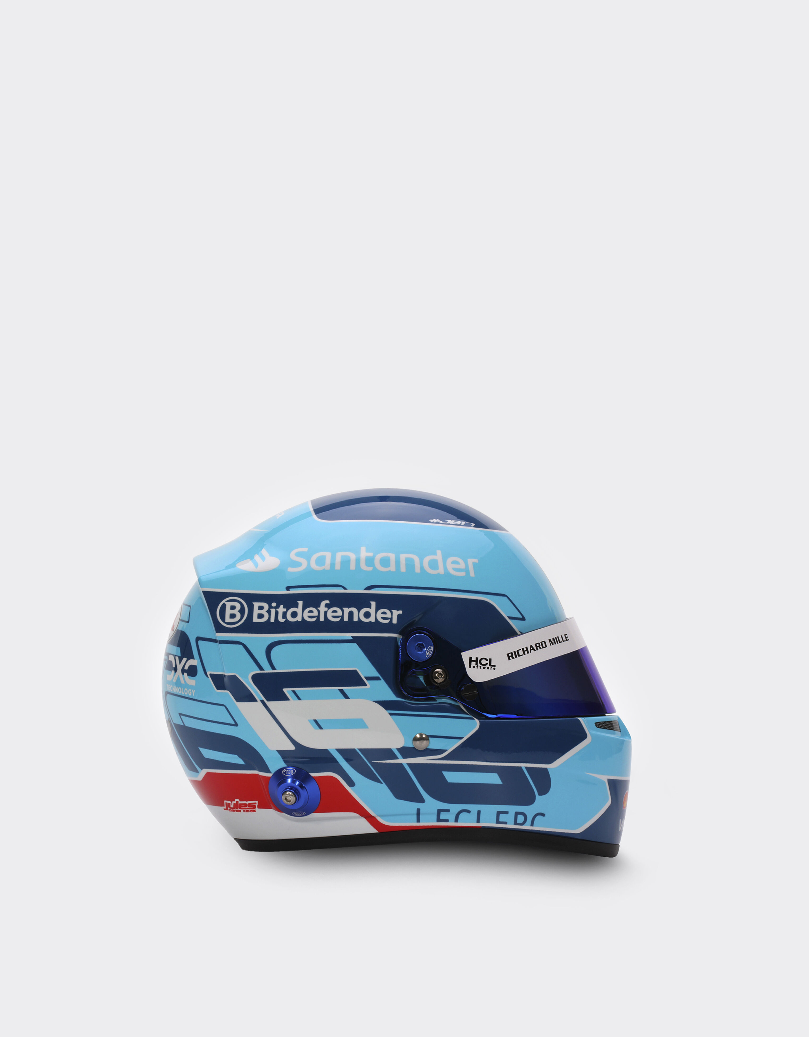 Ferrari 1:2比例 Charles Leclerc 迈阿密2024特别版迷你头盔 浅蓝色 F1348f