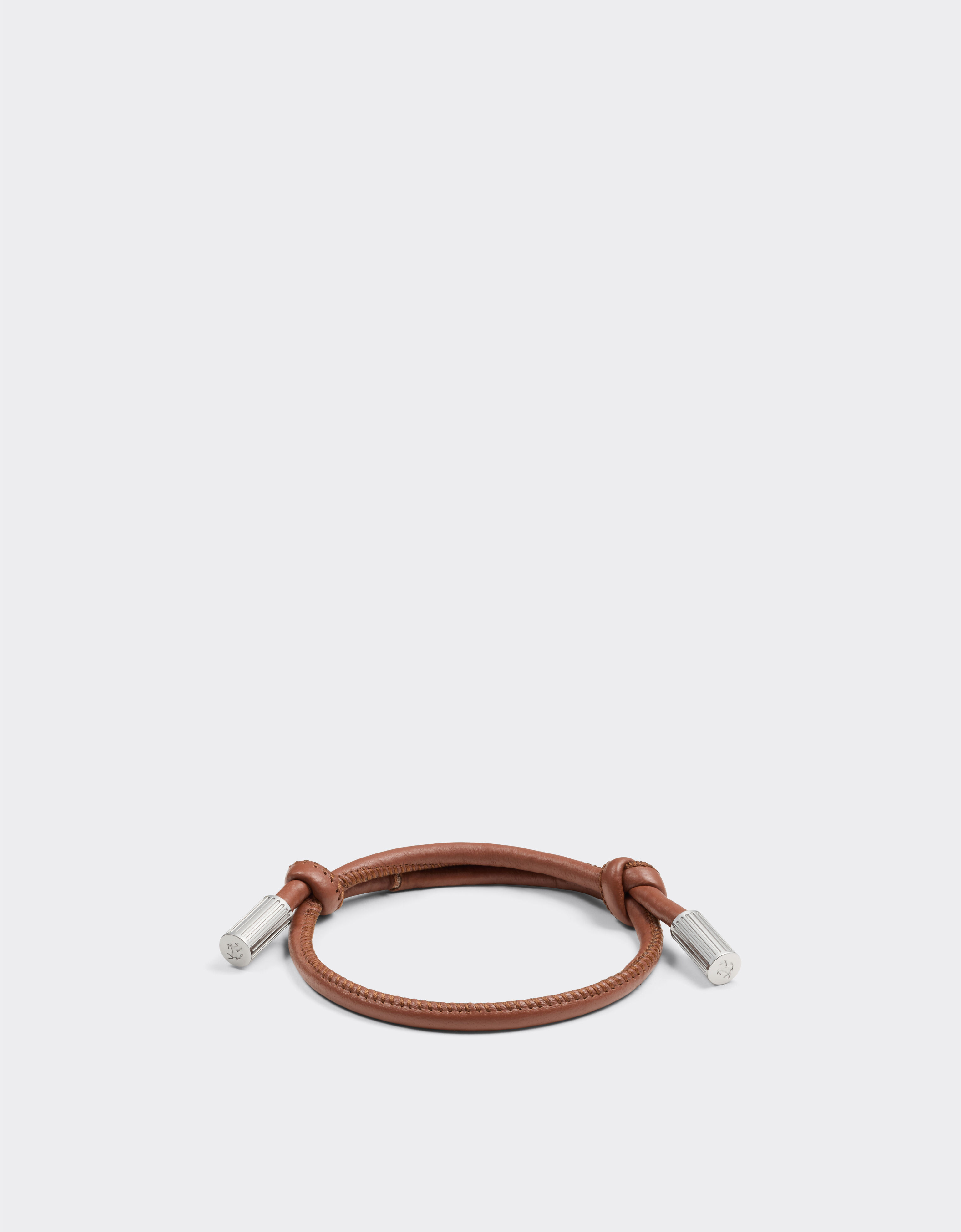 Tubular leather bracelet with engraved Prancing Horse Ferrari Tubular leather bracelet with engraved Prancing Horse Tobacco 50009f