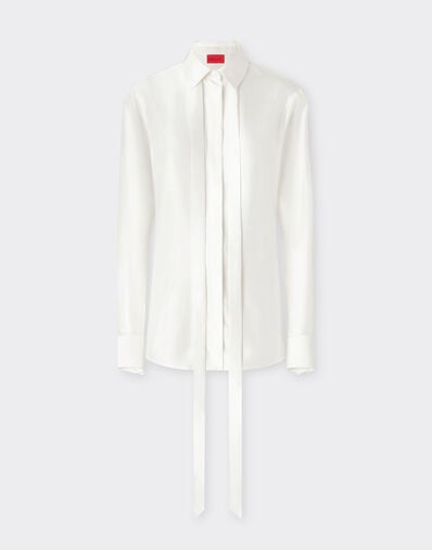 Ferrari Satin shirt with micro-stripe pattern Ivory 49930f
