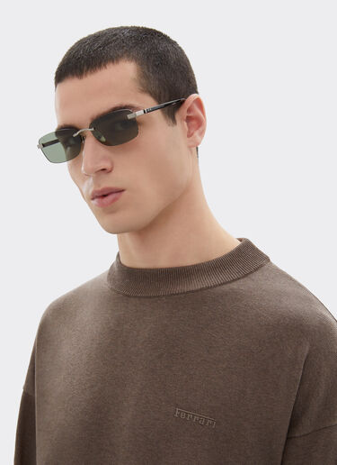 Ferrari Ferrari sunglasses in  brushed silver titanium and acetate with green lenses Silver LA0L7f