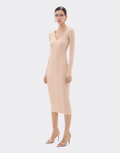 Ferrari Long dress in stretch viscose Powder Pink 49902f