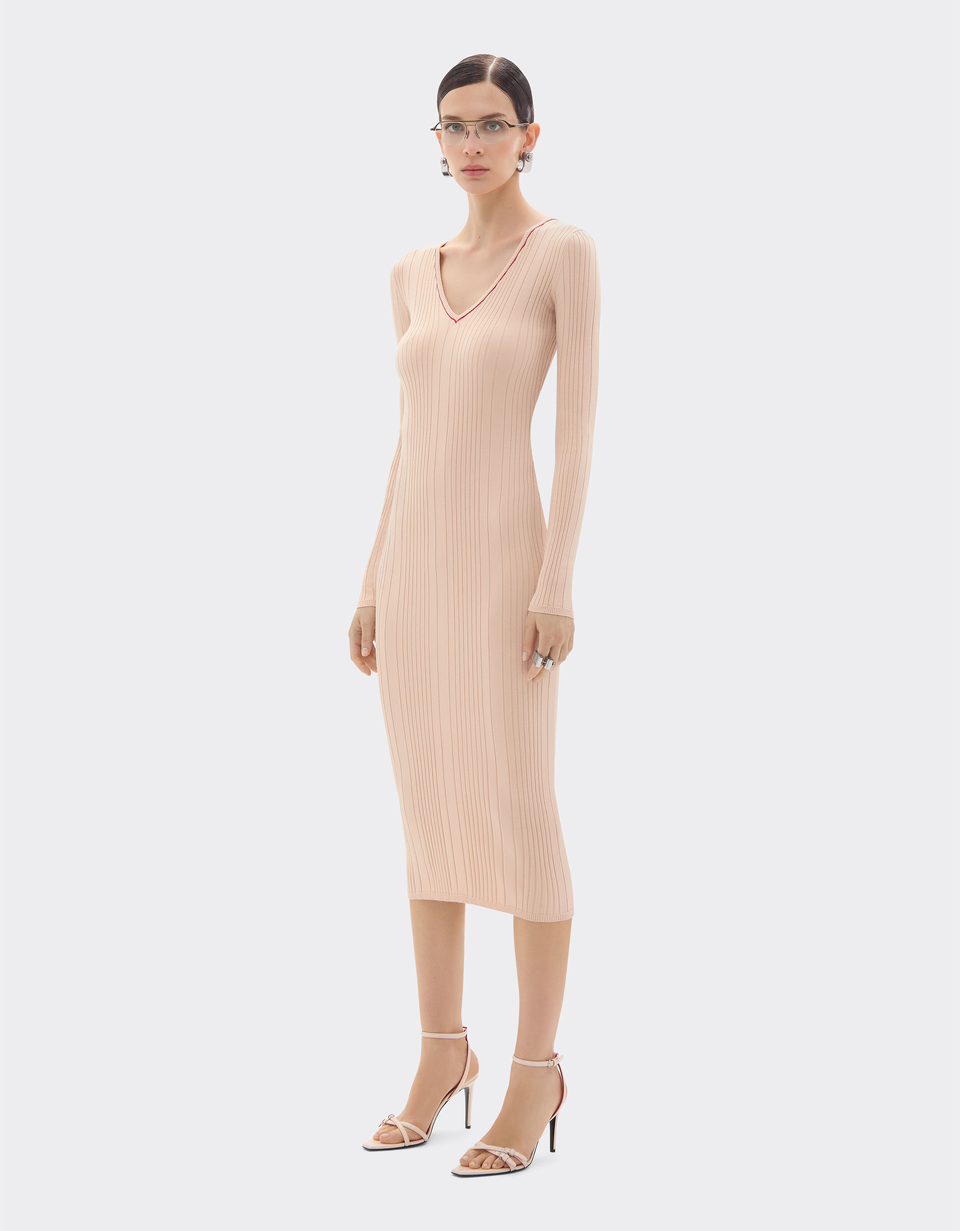 Long dress in stretch viscose Ferrari Long dress in stretch viscose Powder Pink 49902f
