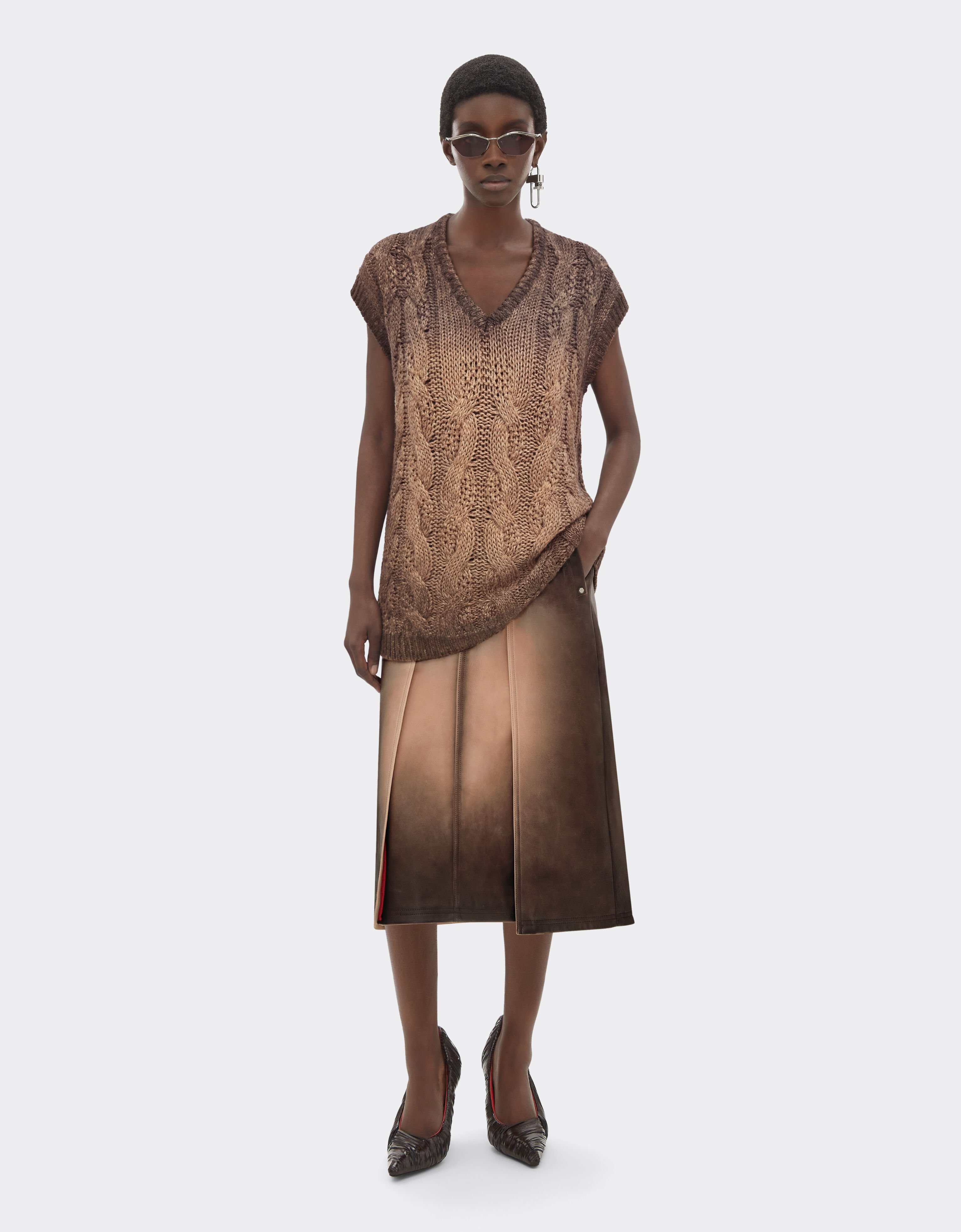 Ferrari 喷绘皮革短裙 Marrone Scuro 51437f