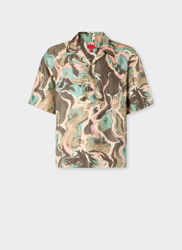 Ferrari Silk shirt with Marble Horse print Verde Cachi 50803f
