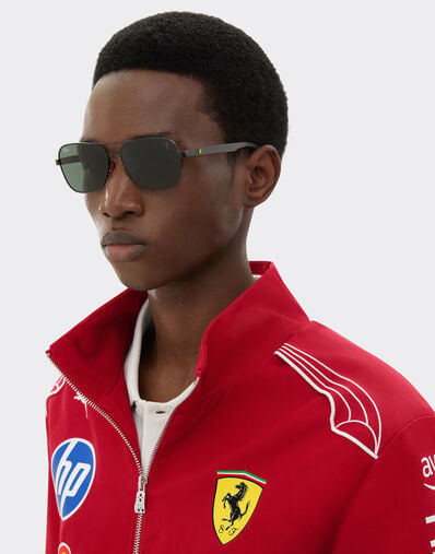 Ferrari 雷朋与法拉利车队合作款 RB8336M 深绿色镜片哑光黑色金属与深色碳纤维太阳镜 哑光黑 LA01Cf
