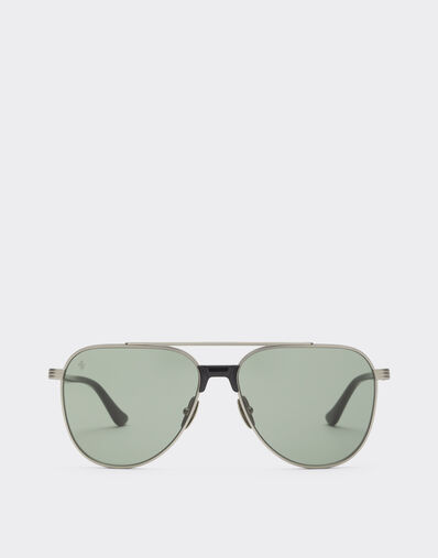 Ferrari Ferrari sunglasses in  matte silver titanium and acetate with dark green lenses Silver LA0KRf