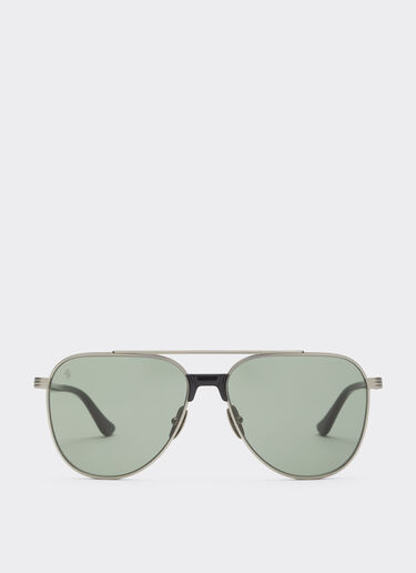 Ferrari Ferrari sunglasses in  matte silver titanium and acetate with dark green lenses Silver LA0KRf