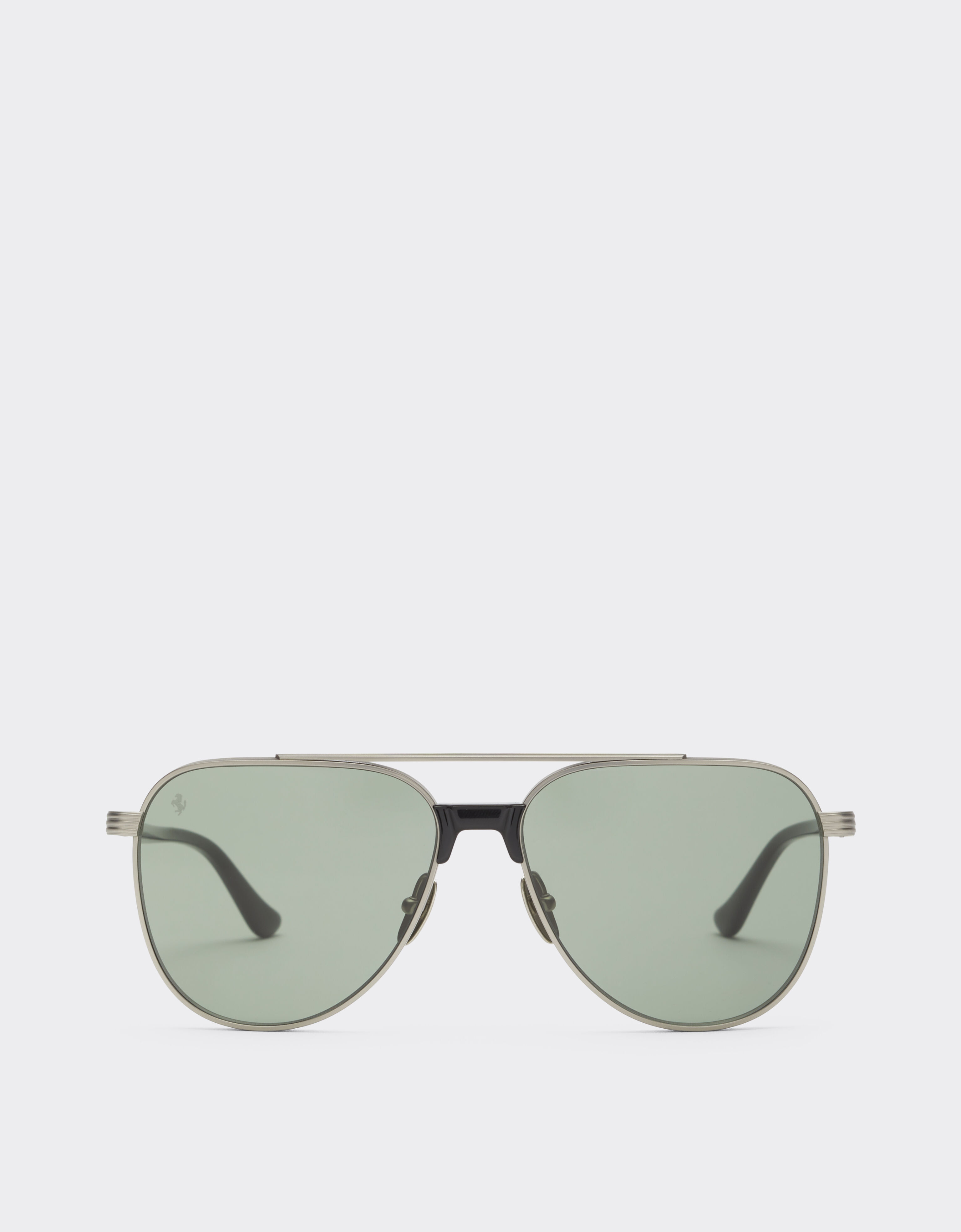 Ferrari Ferrari sunglasses in  matte silver titanium and acetate with dark green lenses Silver LA0KRf
