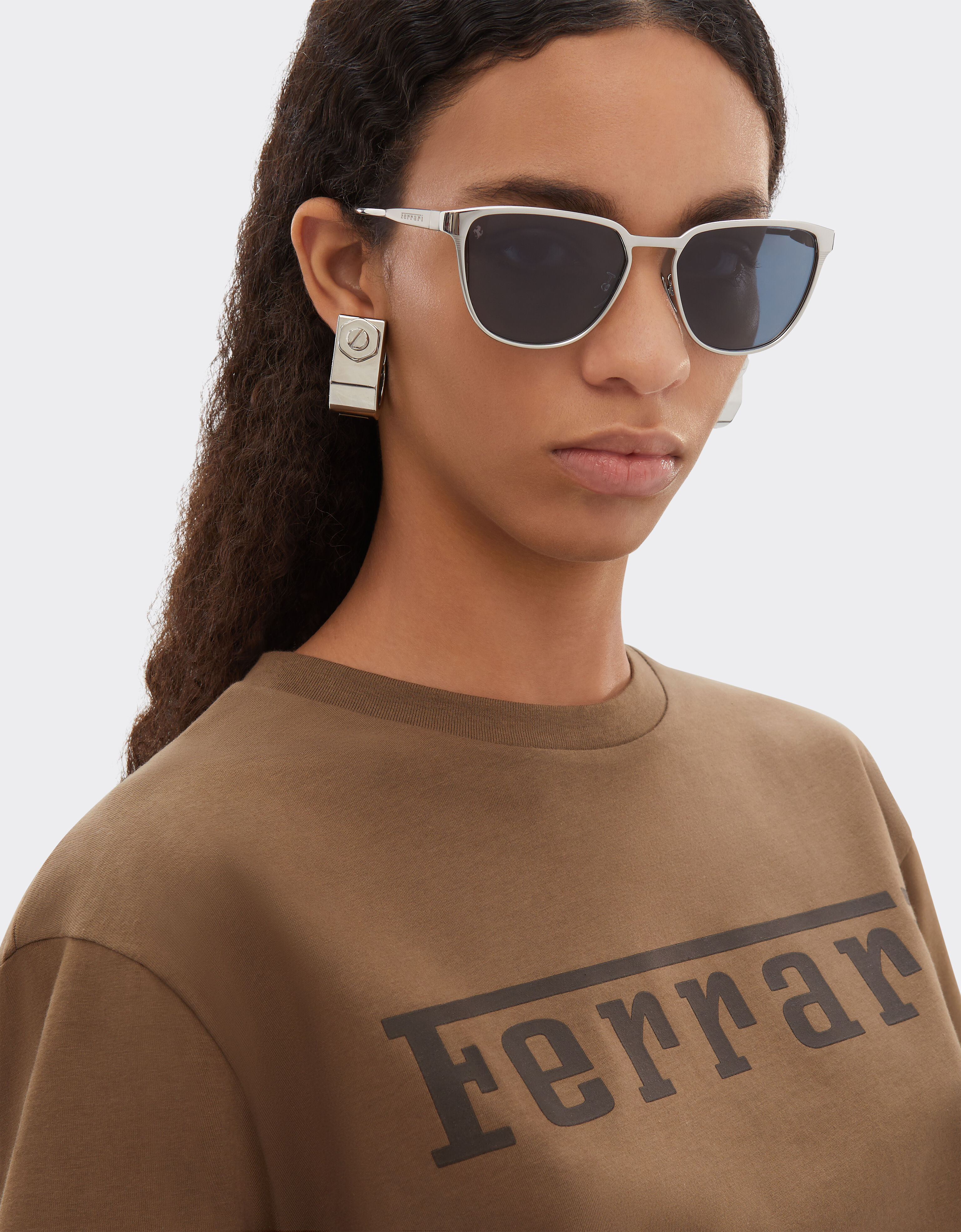 Ferrari Ferrari sunglasses in  silver-coloredmetal  with blue crystal lenses Silver LA0LAf