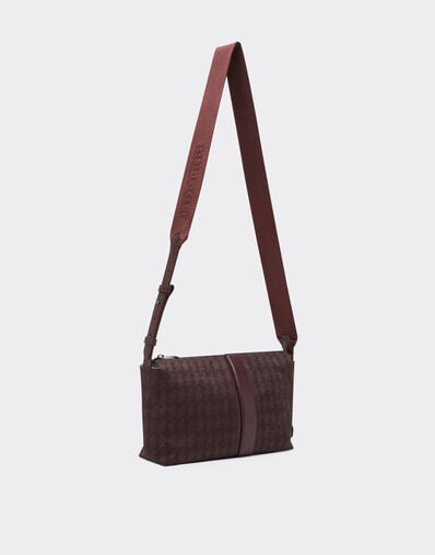 Ferrari Q-Cycle® jacquard crossbody bag with Cavallino pattern Mahogany 49139f