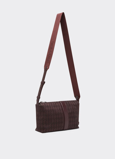 Ferrari Q-Cycle® jacquard crossbody bag with Cavallino pattern Mahogany 49139f