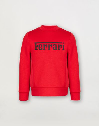 Ferrari Children’s sweatshirt in recycled scuba fabric with large Ferrari logo Rosso Corsa 红色 48528fK
