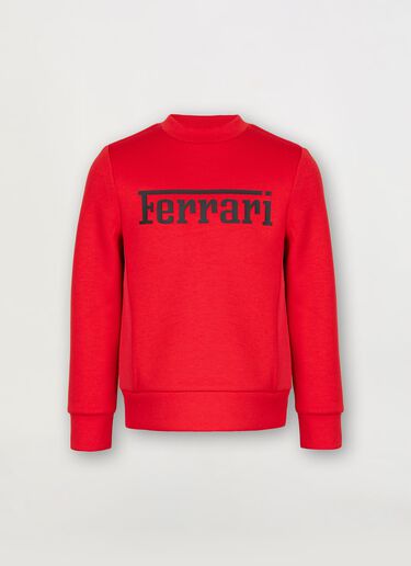 Ferrari Children’s sweatshirt in recycled scuba fabric with large Ferrari logo Rosso Corsa 红色 46994fK