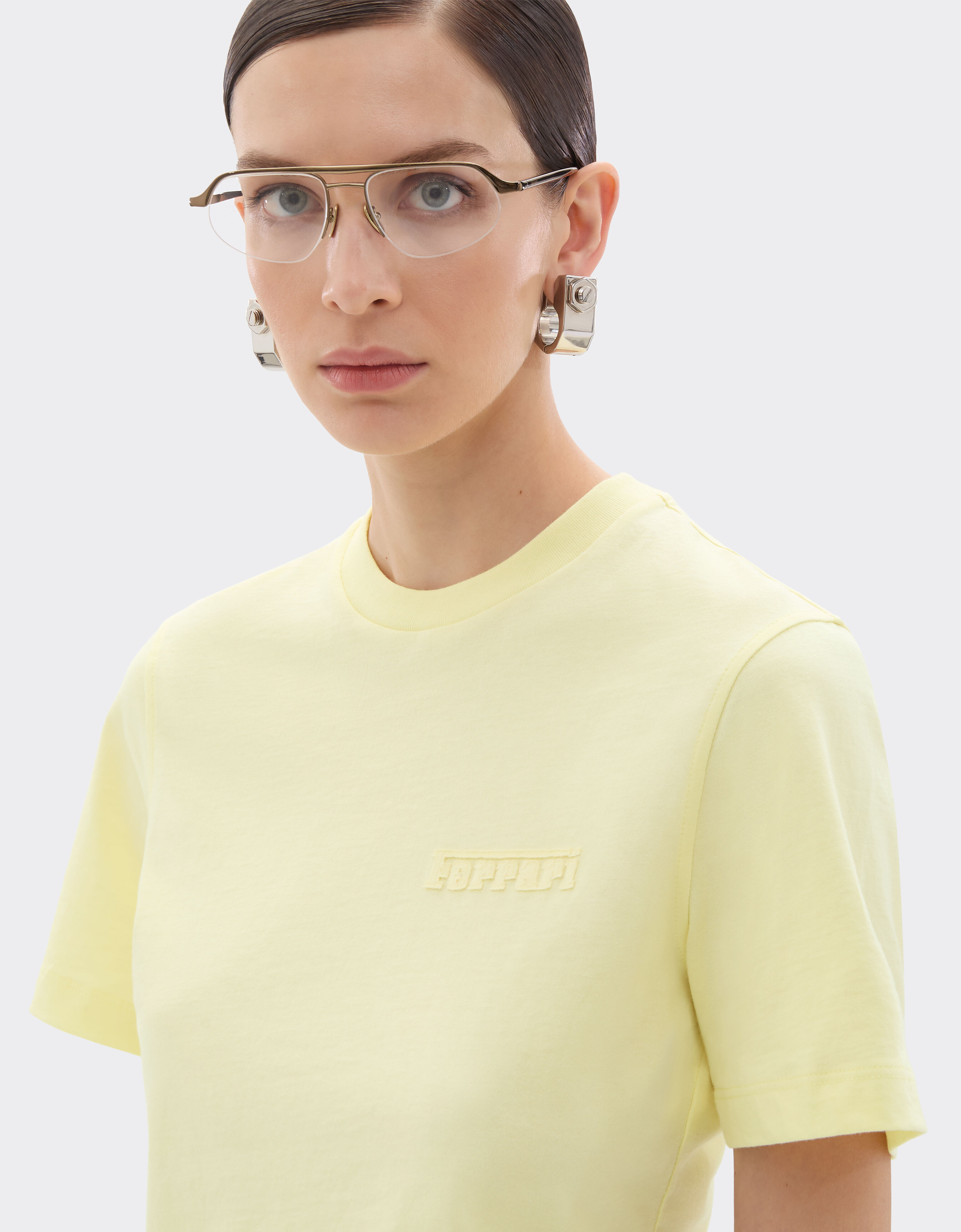 Ferrari Crop cotton T-shirt Giallo Iris 51094f