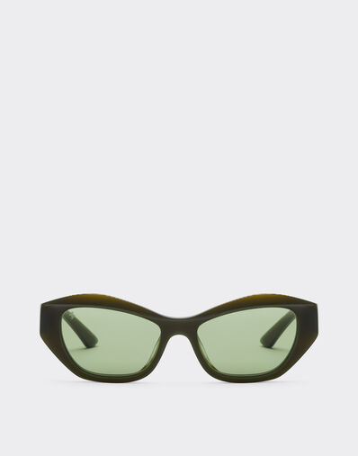 Ferrari Ferrari sunglasses in  green striped acetate  with solid green lenses Verde Abetone LA0L5f