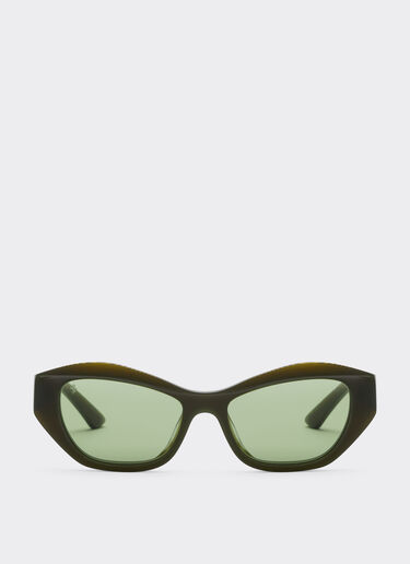 Ferrari Ferrari sunglasses in  green striped acetate  with solid green lenses Verde Abetone LA0L5f