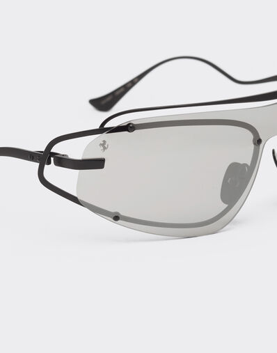 Ferrari sunglasses in matt black titanium with silver gradient mirror grey shield Ferrari Ferrari sunglasses in matt black titanium with silver gradient mirror grey shield Black Matt LA02Rf