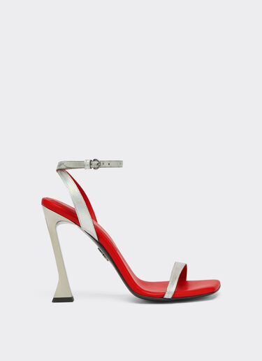 Ferrari Sandals in iridescent leather with plexiglass heel Silver 21115f