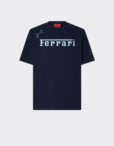 Ferrari 法拉利 x Charles Leclerc 法拉利徽标 T 恤 海军蓝 22293f
